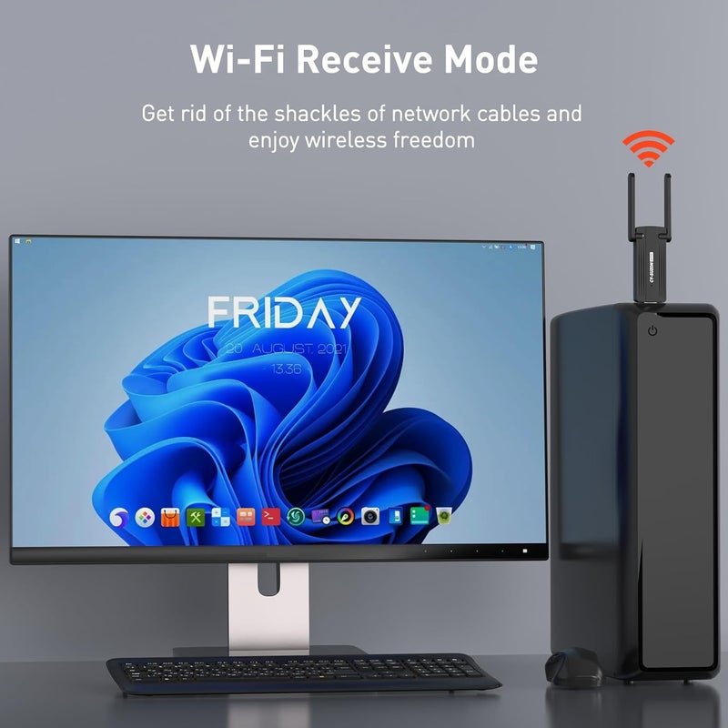 CY-SUZON WiFi Adapter for Desktop PC, AX900 USB WiFi 6 Adapter with 5GHz/2.4GHz Dual Band, OFDMA, MU-MIMO, WPA3,Bulit-in Driver for Windows 10/11 - Image 3